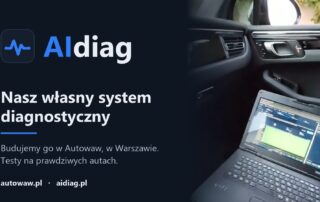 AIdiag, własny system diagnostyczny Autowaw: laptop z programem w samochodzie podczas testu w jeździe